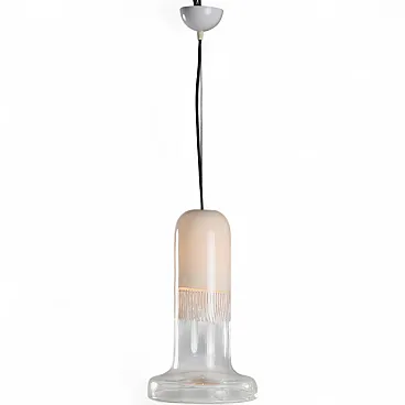 Plafoniera in vetro trasparente e lattiginoso, '900