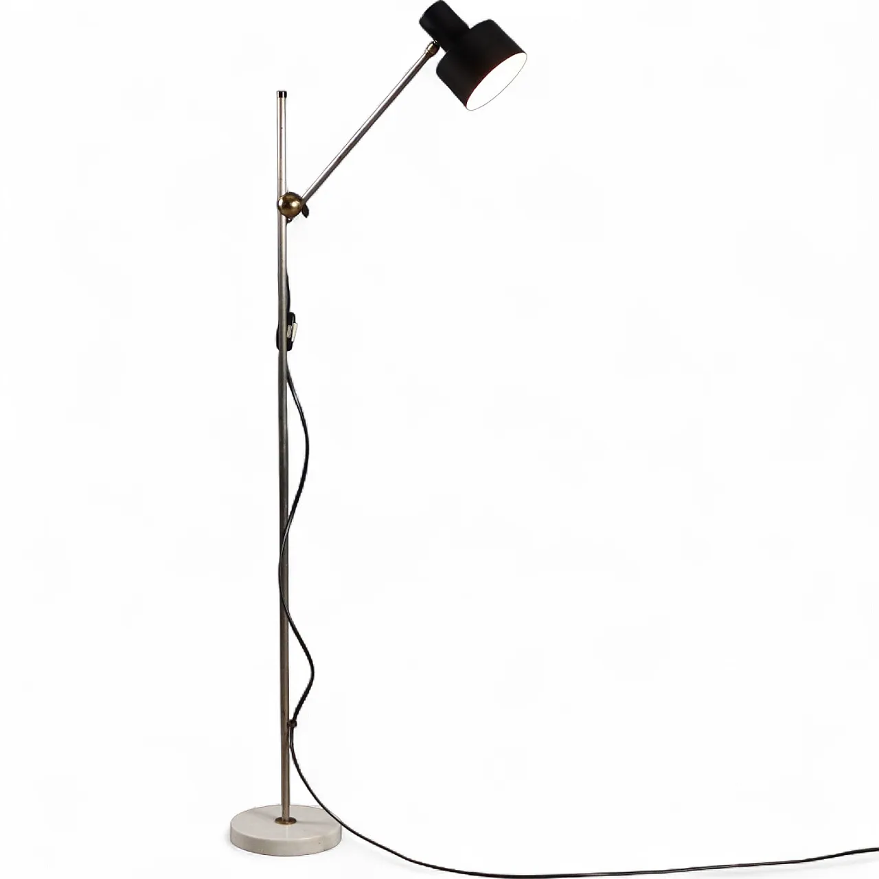 Lampada da terra in marmo, metallo e alluminio, '900 10