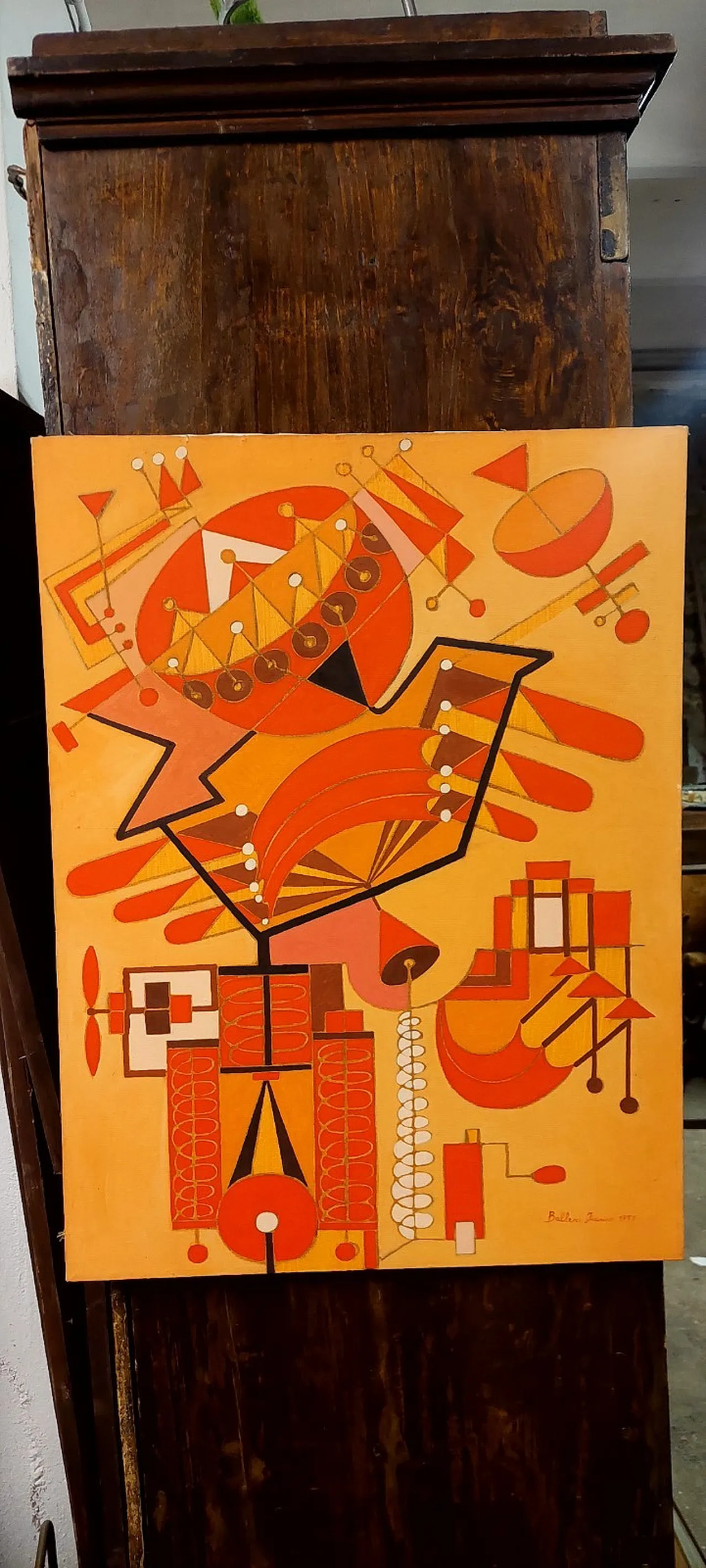 Franco Balleri, dipinto astratto olio su tela, '900 8