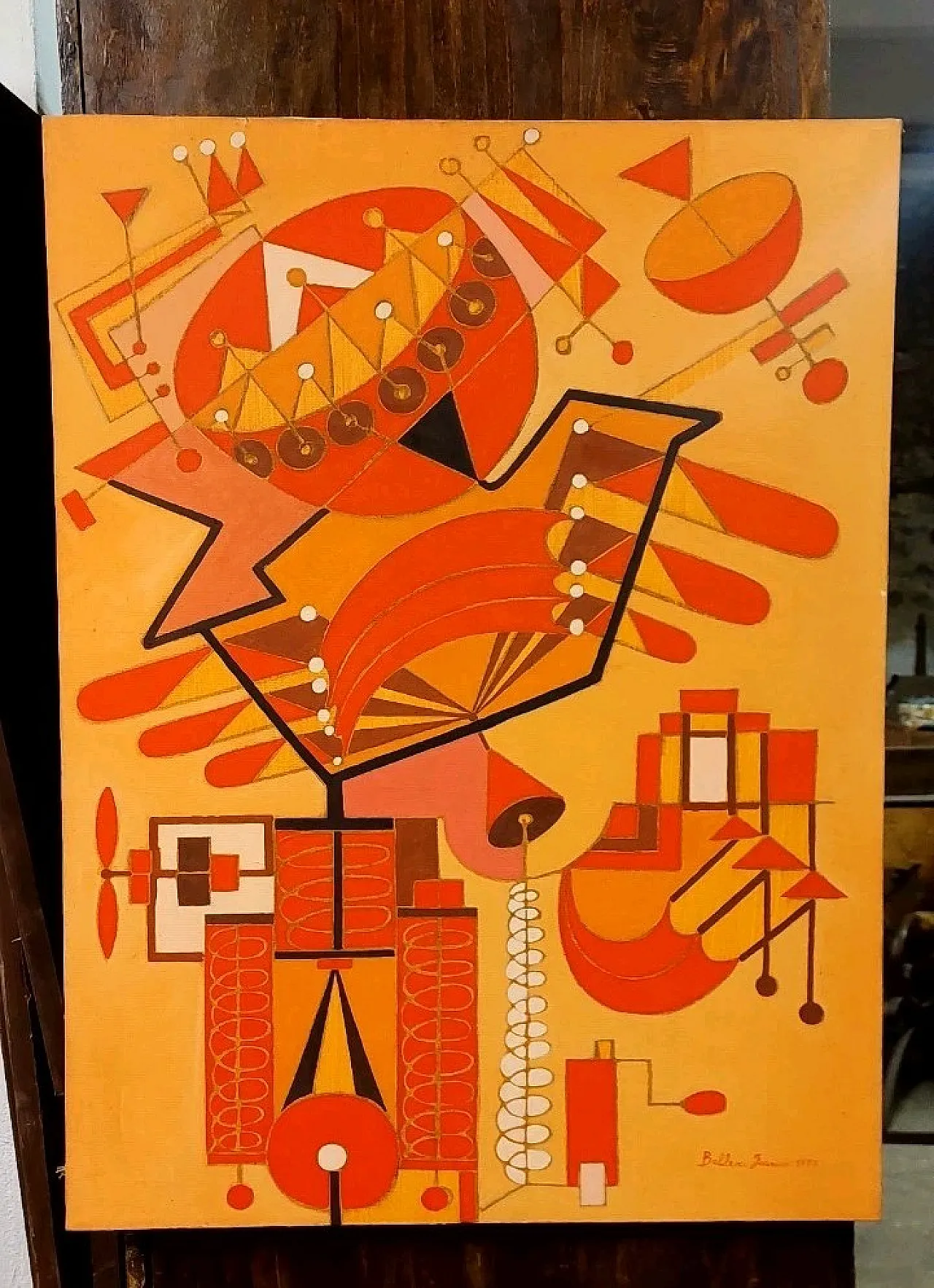 Franco Balleri, dipinto astratto olio su tela, '900 10