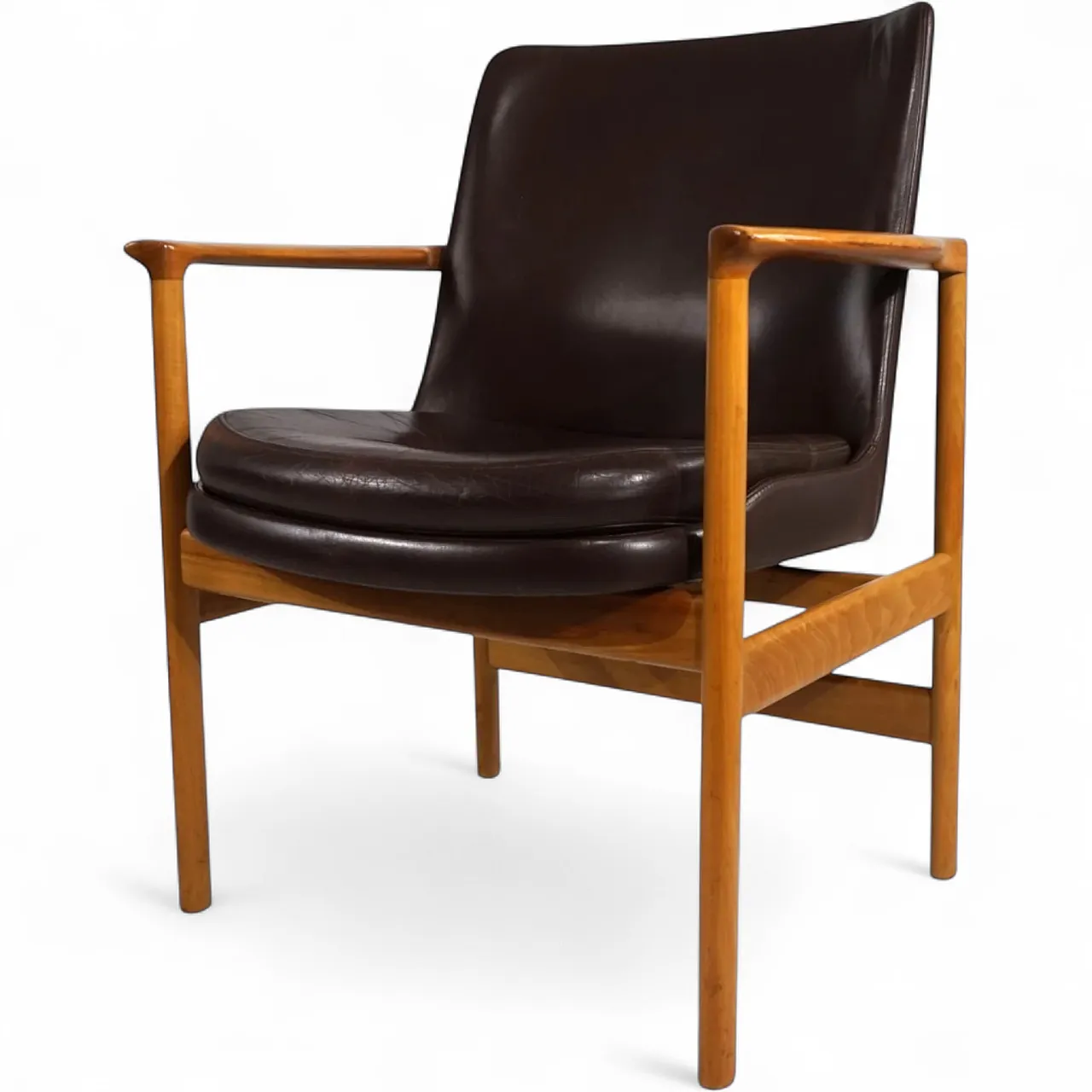 Fröscher leather armchair by Ib Kofod-Larsen, 1960s 11