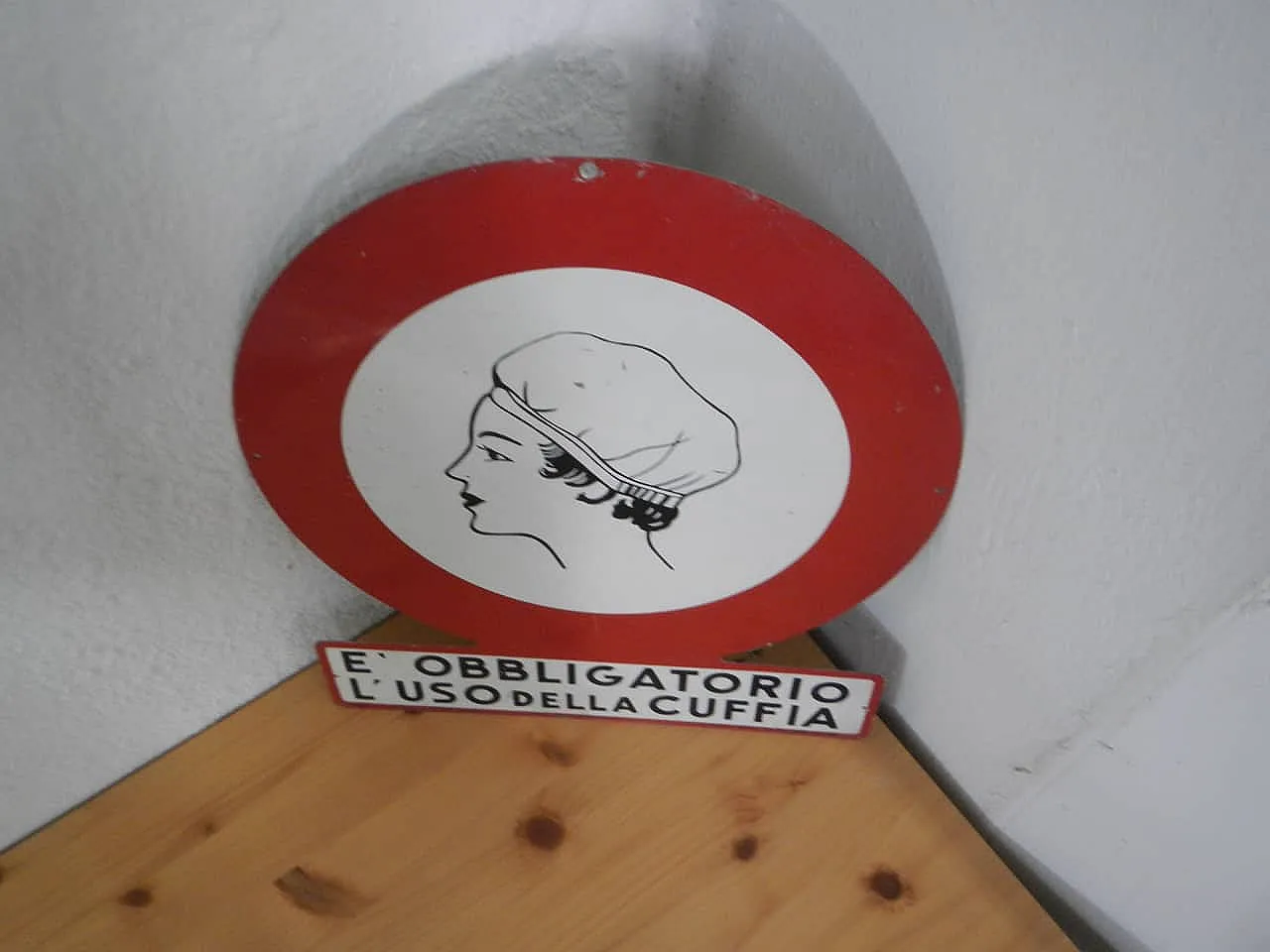 Insegna Obbligo uso della cuffia 1950 6