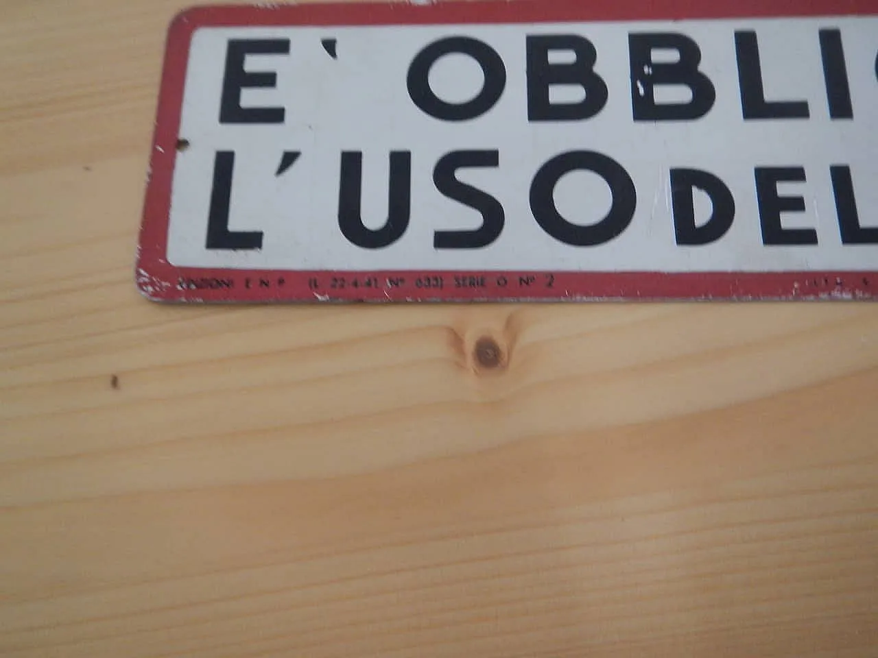 Insegna Obbligo uso della cuffia 1950 8