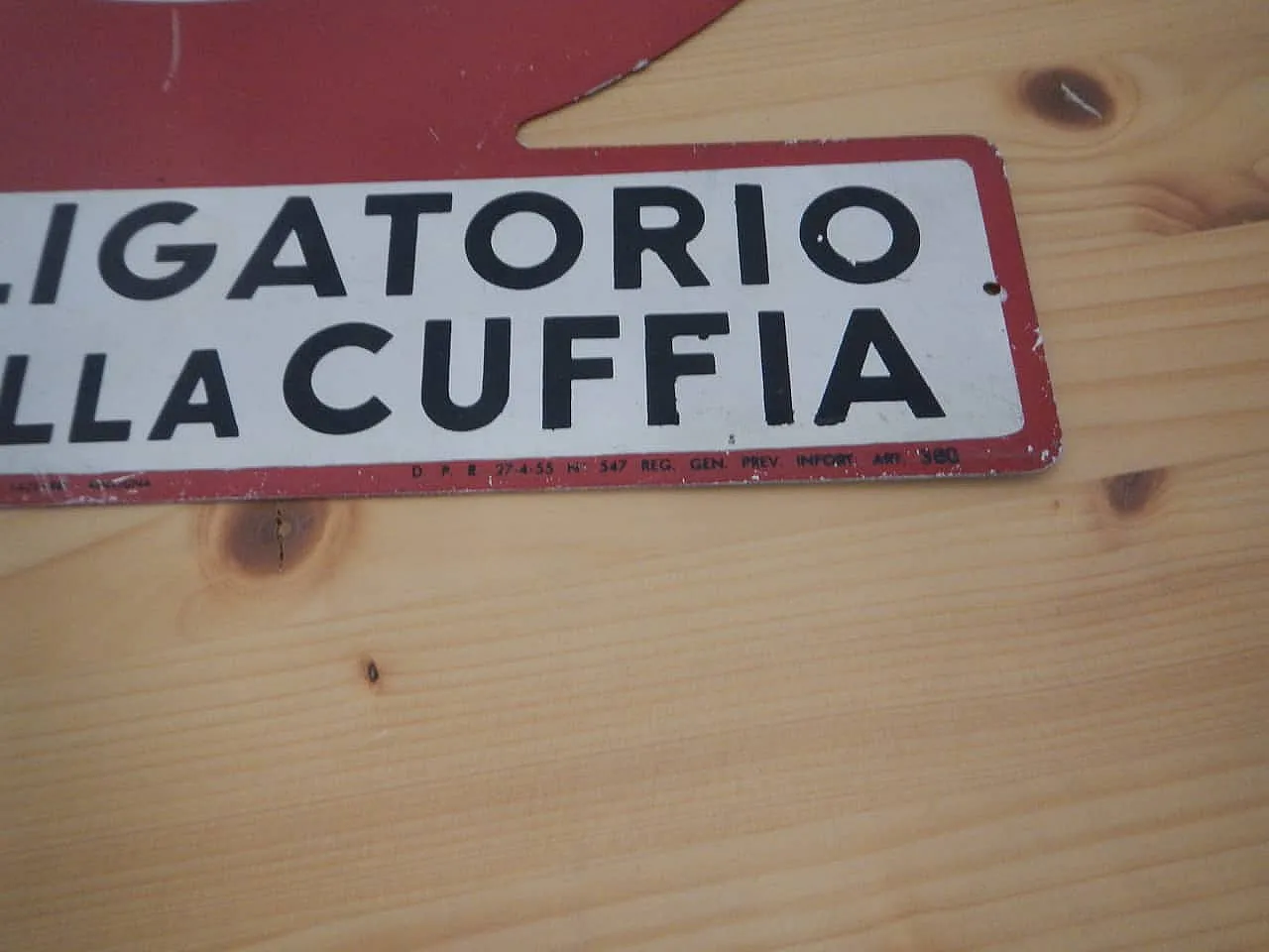 Insegna Obbligo uso della cuffia 1950 9