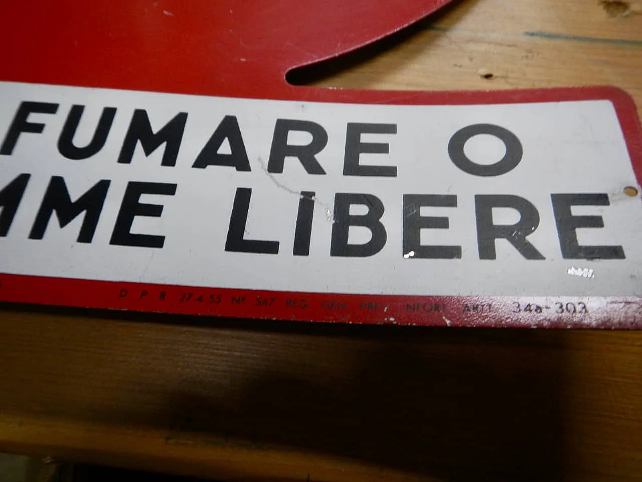 Cartello Divieto di usare fiamme libere 1950 9