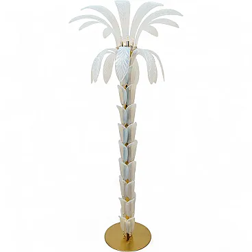 Iridescent Murano glass and brass palm tree floor lamp, 2000s