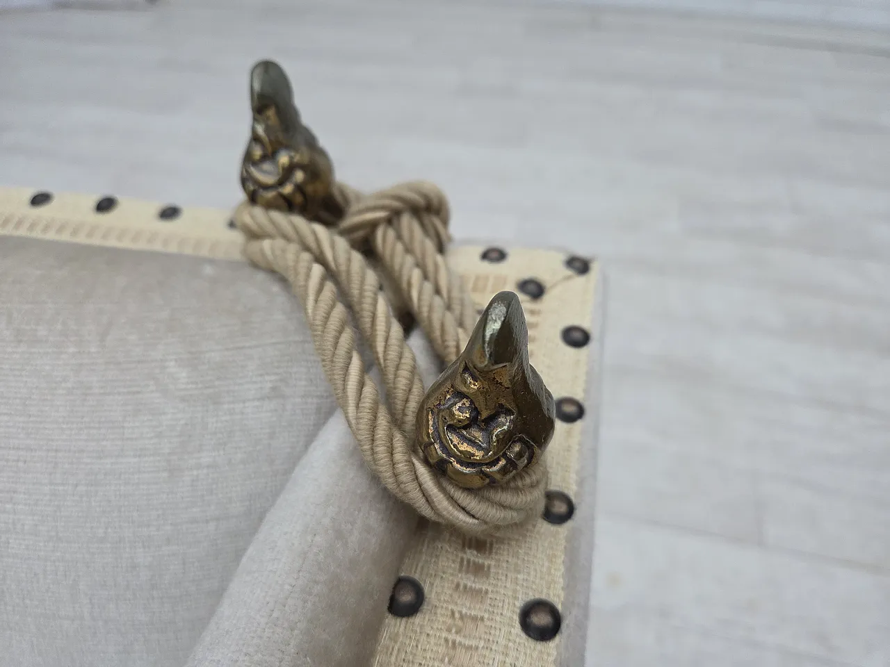 Danish 2-seater drop arm Spanish sofa in furniture velour, 1970s 3