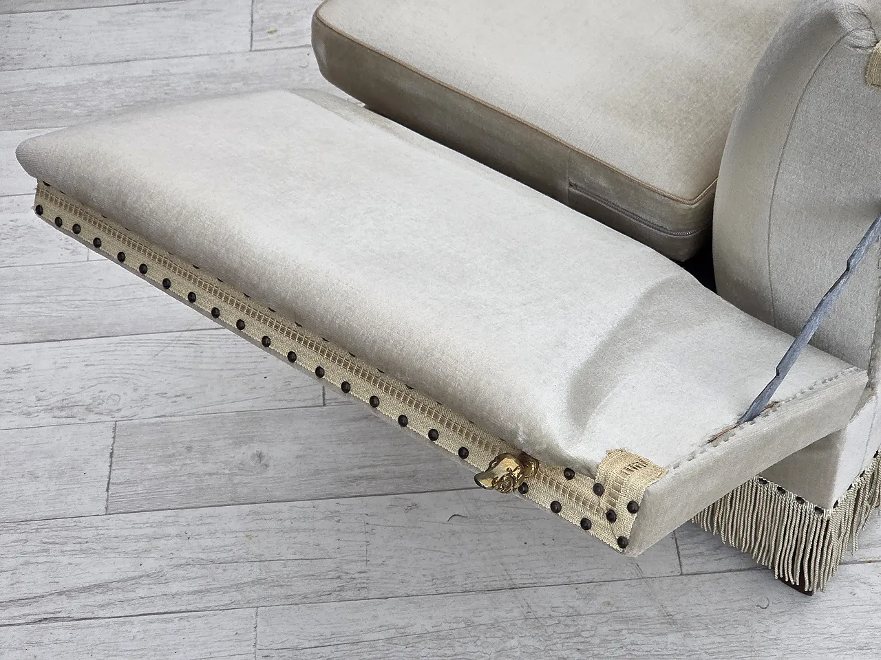 Danish 2-seater drop arm Spanish sofa in furniture velour, 1970s 18