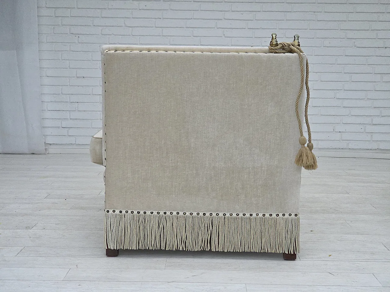 Danish 2-seater drop arm Spanish sofa in furniture velour, 1970s 20