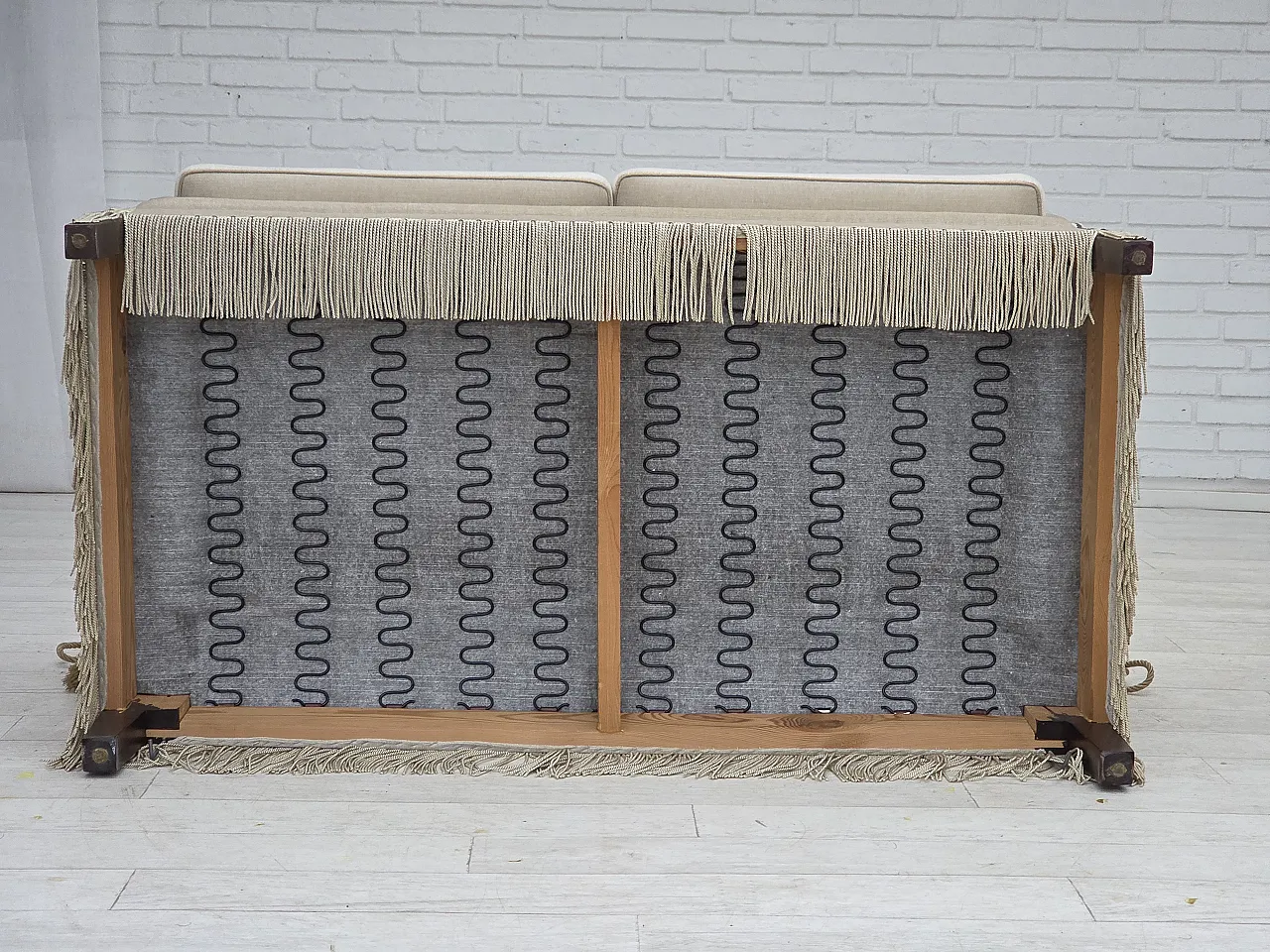 Danish 2-seater drop arm Spanish sofa in furniture velour, 1970s 22