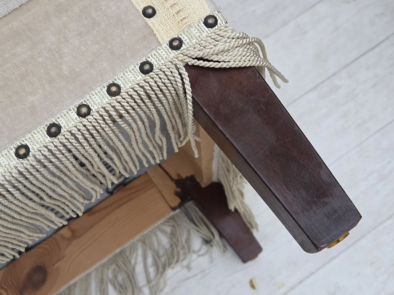 Danish 2-seater drop arm Spanish sofa in furniture velour, 1970s 23