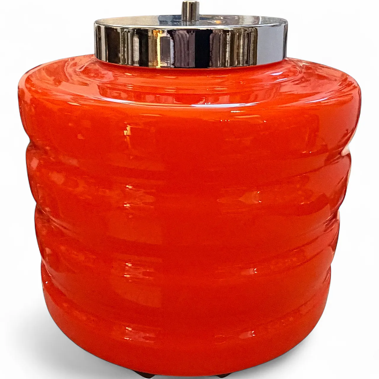 Space Age chromed metal and orange glass table lamp, 1990s 13