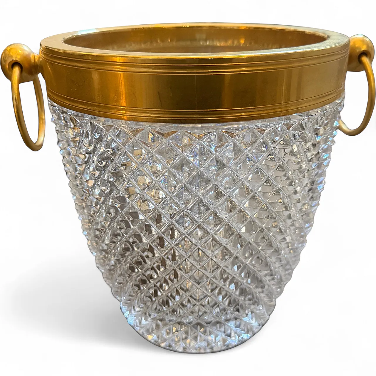 Modernist crystal and gilded metal champagne cooler, 1980s 20