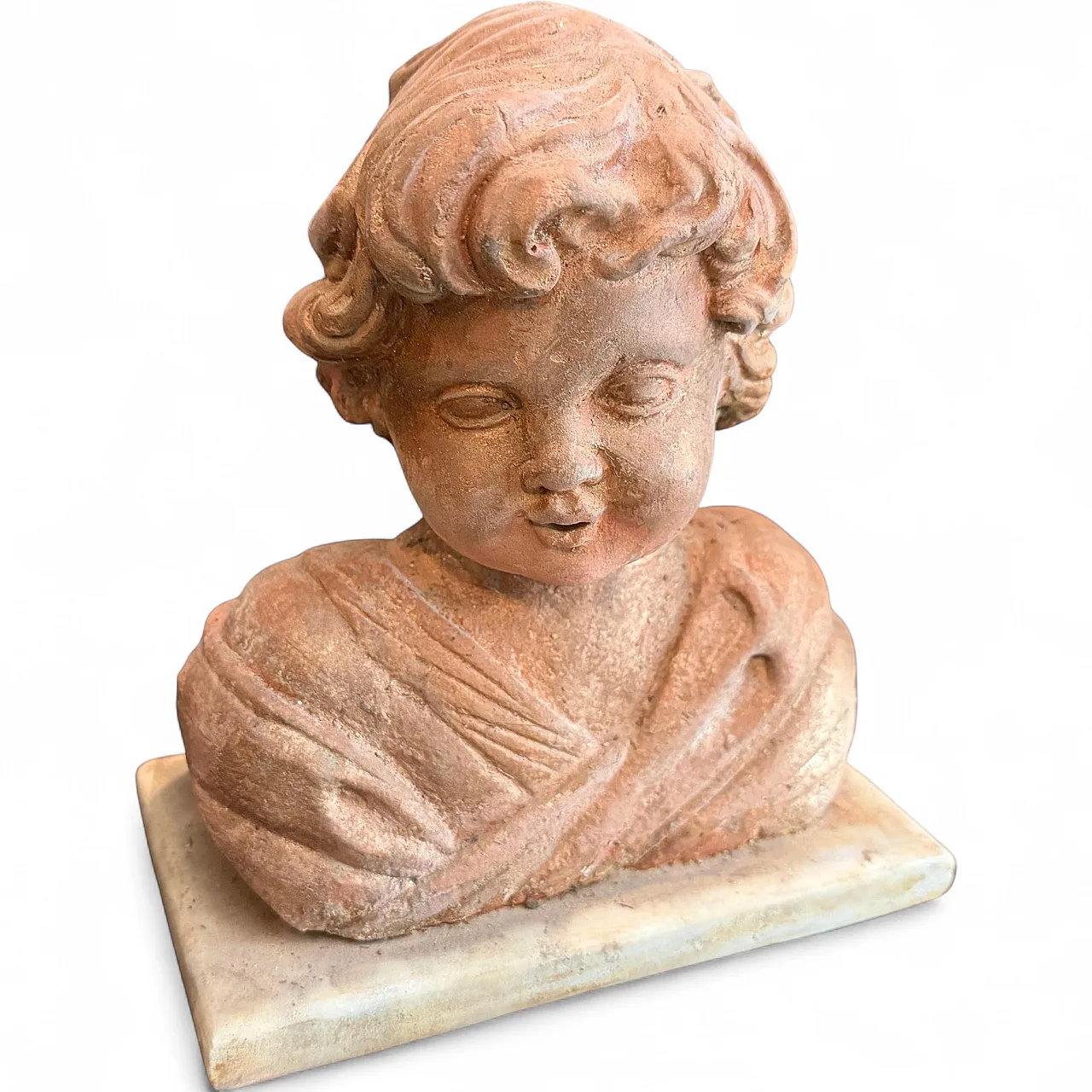 Putto, mixed stone sculpture with marble base, 1940s 16