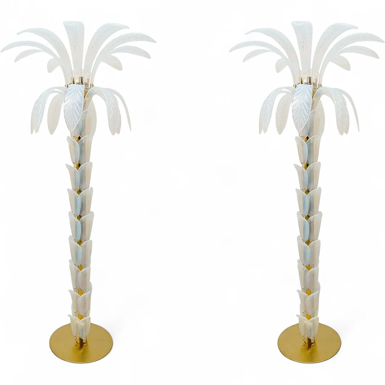 Coppia di lampade in vetro di Murano a forma di palma, fine '900 11