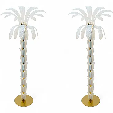 Coppia di lampade in vetro di Murano a forma di palma, fine '900
