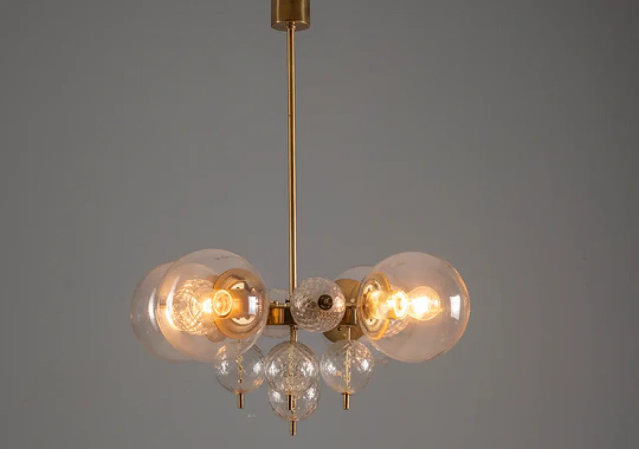 Lampadario in vetro e ottone di Jaroslav Bejvl, anni '70 5