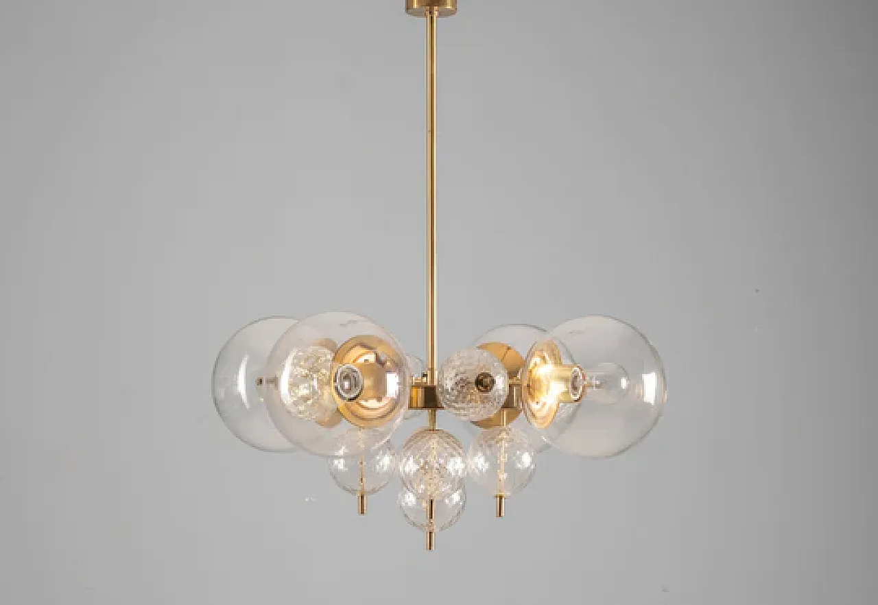 Lampadario in vetro e ottone di Jaroslav Bejvl, anni '70 6
