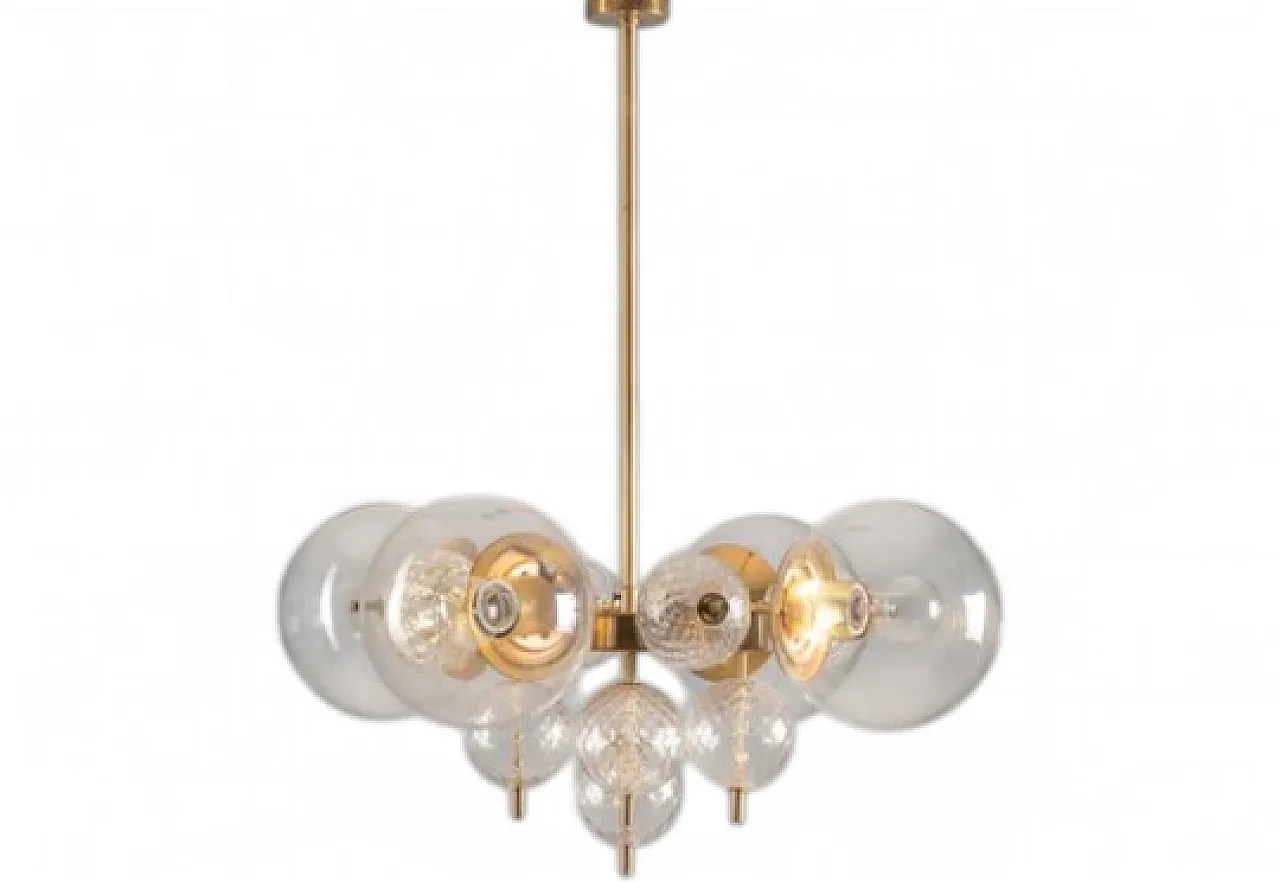 Lampadario in vetro e ottone di Jaroslav Bejvl, anni '70 7