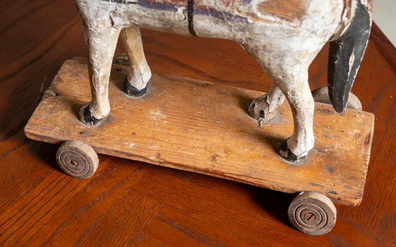 Wooden toy horse on wheels, early 20th century 2