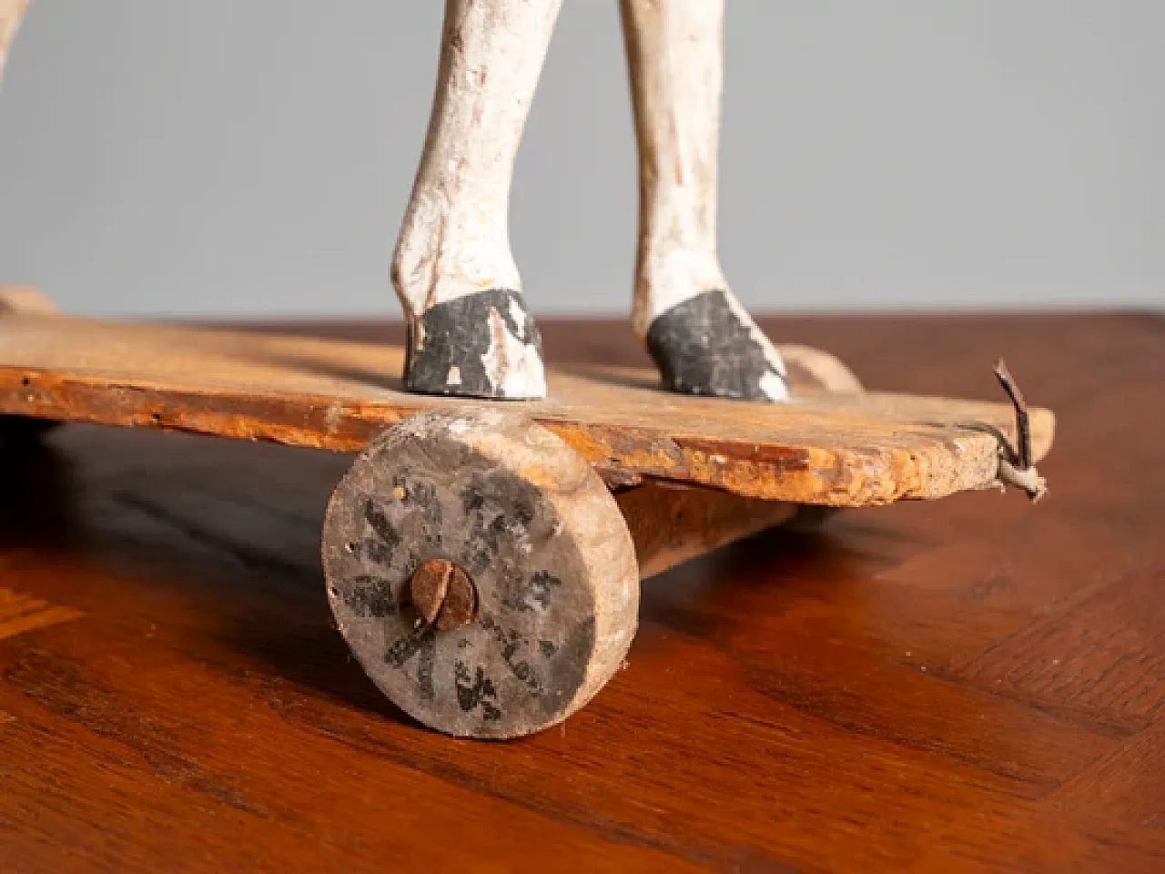 Wooden toy horse on wheels, early 20th century 4