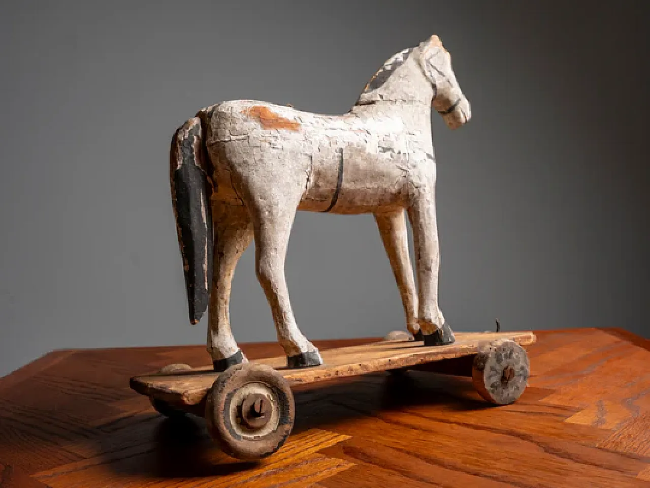 Wooden toy horse on wheels, early 20th century 5