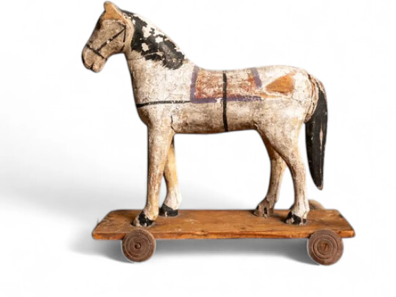 Wooden toy horse on wheels, early 20th century 9