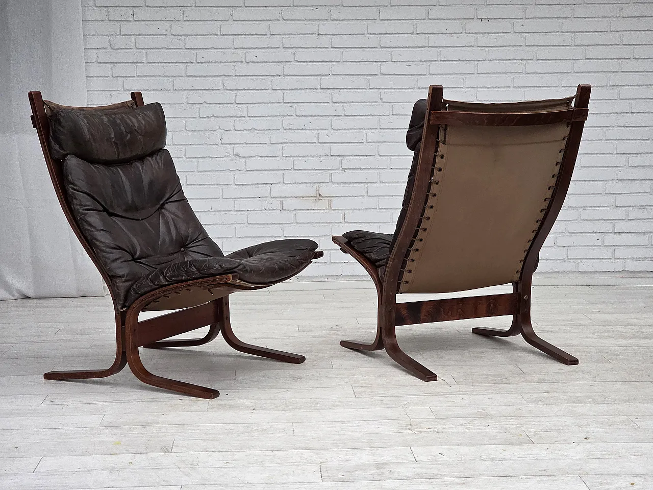 Poltrona norvegese di Ingmar Relling, modello "Siesta", in pelle, 70s 22