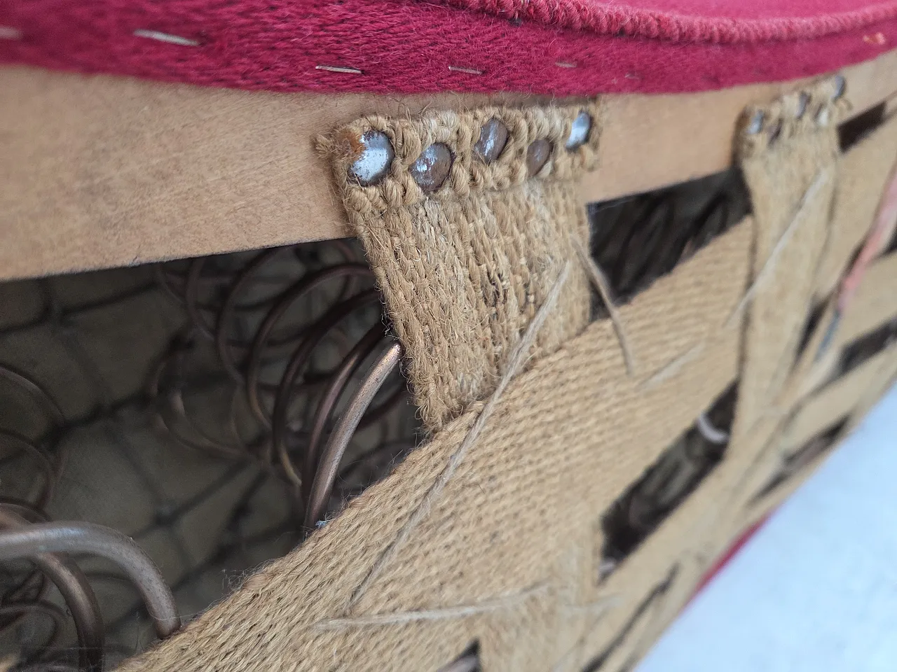 Danish 2-seater "Banana" sofa, wool, oak wood legs, 1960s 19