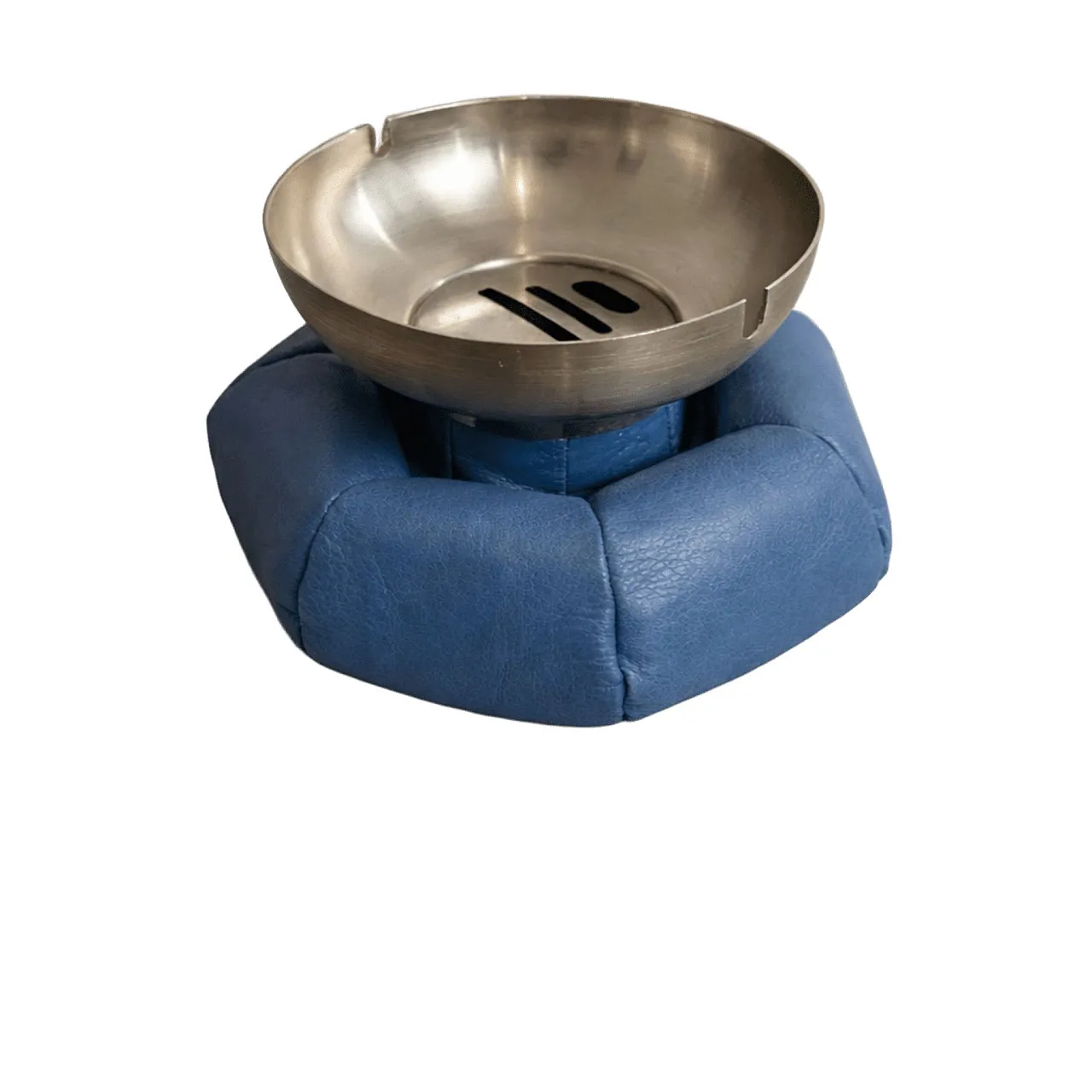 Padded ashtray in leather and metal by Poltrona Frau from the 70s 6