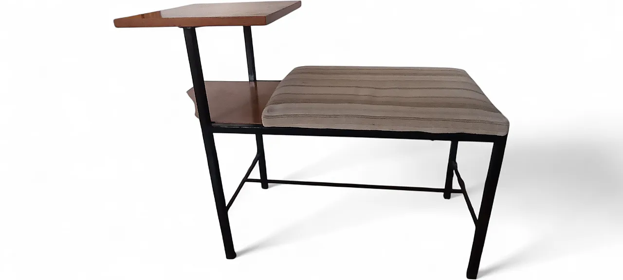 Panca per telefono in legno e ferro, anni '50 8