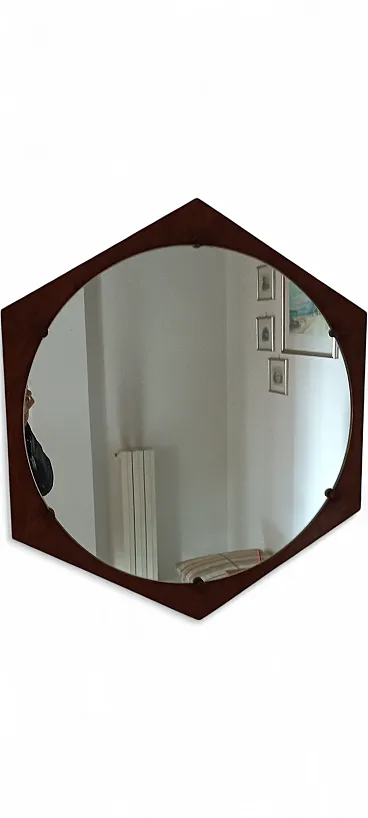 Specchio su base legno di Fiori Leonardo per I.S.A., anni '50