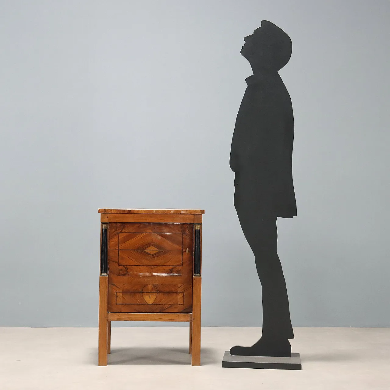 Comodino Impero in noce con finiture in palissandro, inizio '800 2