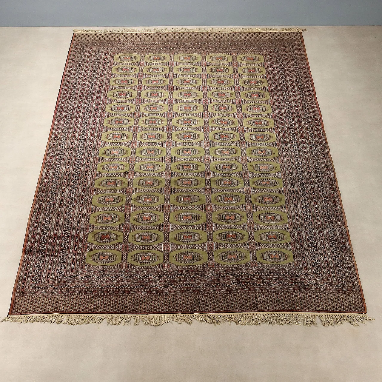 Tappeto Bokhara in cotone e lana, maglia fine, fatto a mano, '900 3