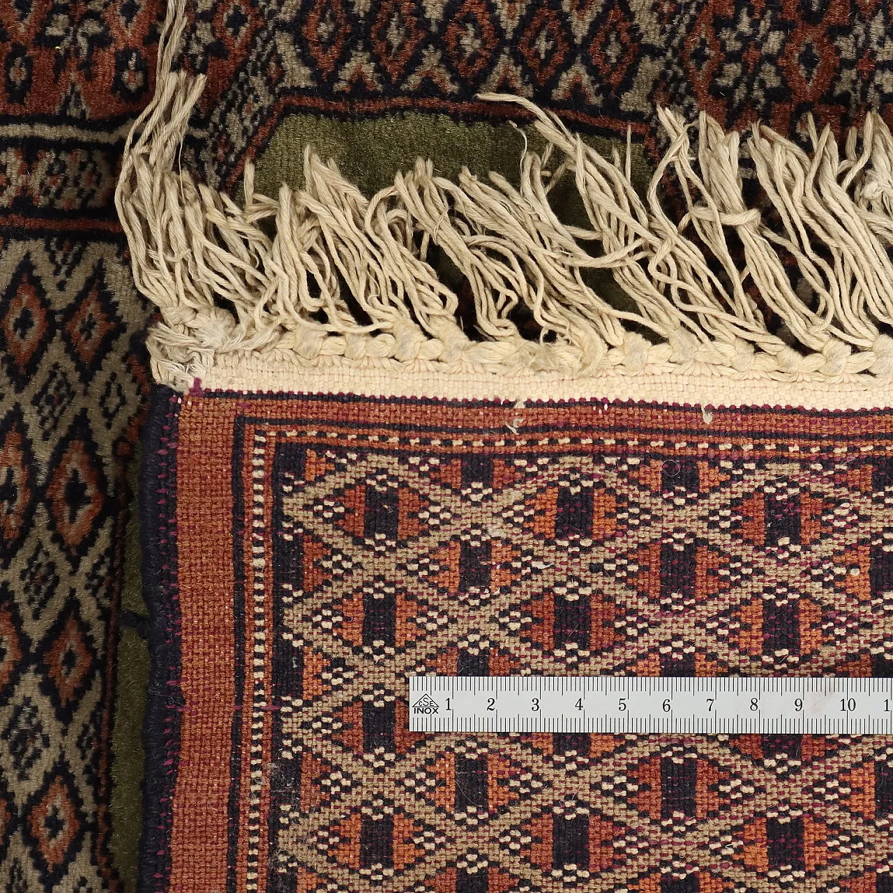 Tappeto Bokhara in cotone e lana, maglia fine, fatto a mano, '900 7