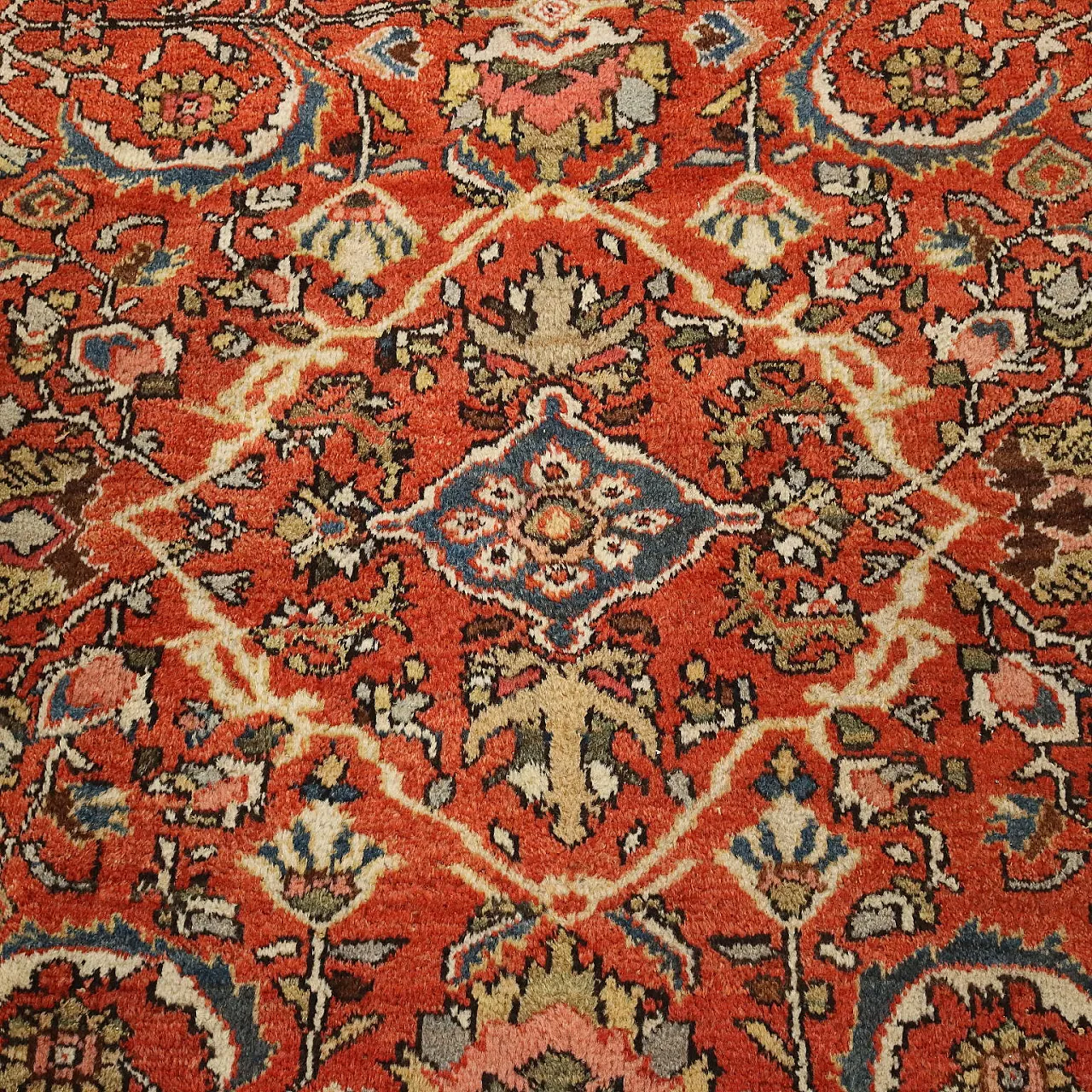 Tappeto Mahall in cotone e lana, nodo grosso, fatto a mano, '900 4