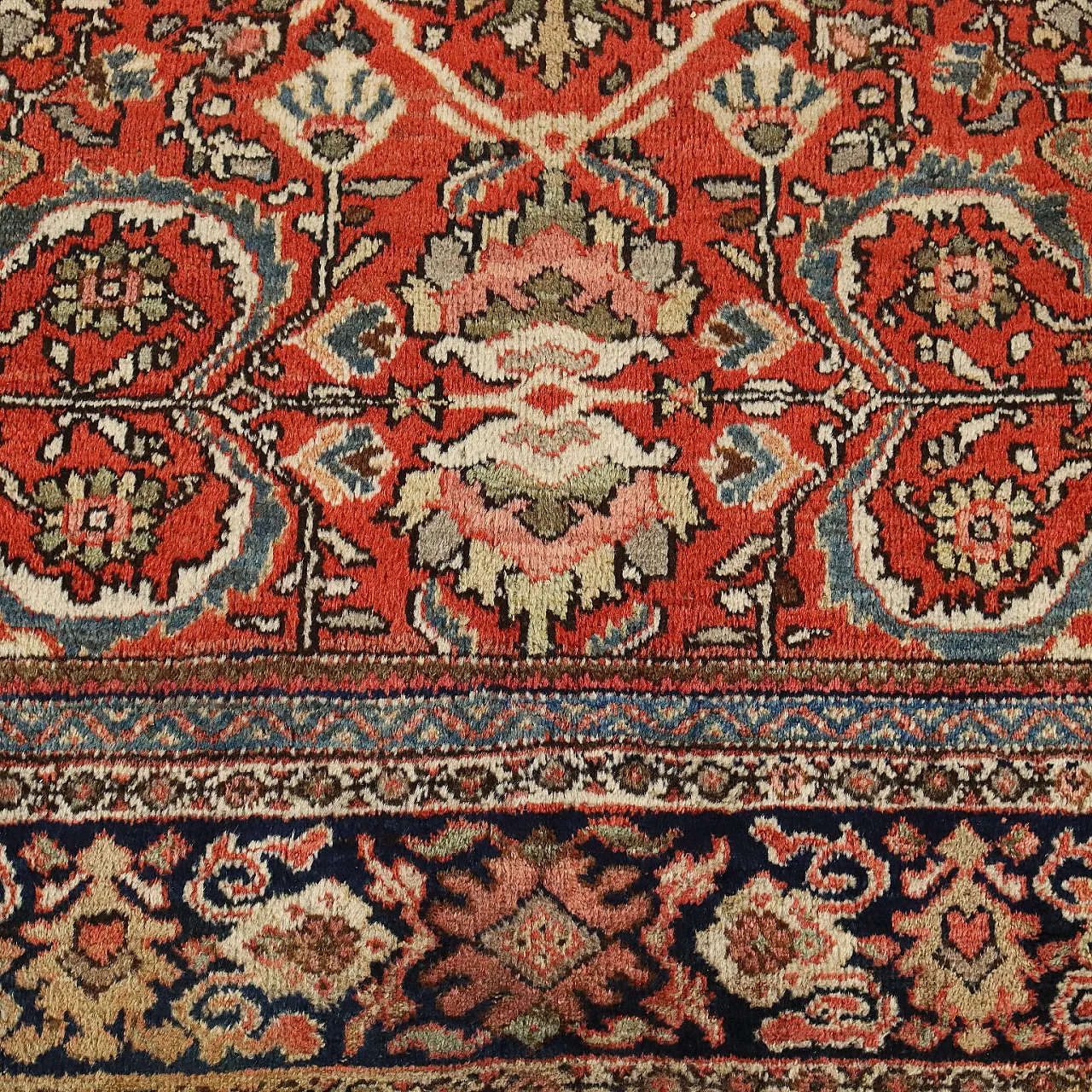 Tappeto Mahall in cotone e lana, nodo grosso, fatto a mano, '900 5