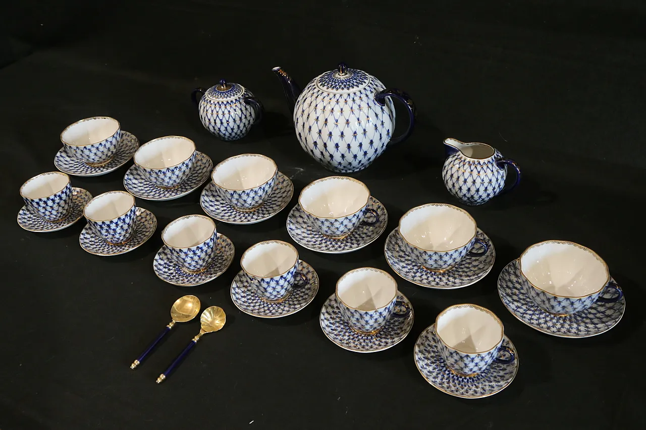 Porcellana imperiale russa Lomonosov servizio 6 caffè tè, anni '80 2