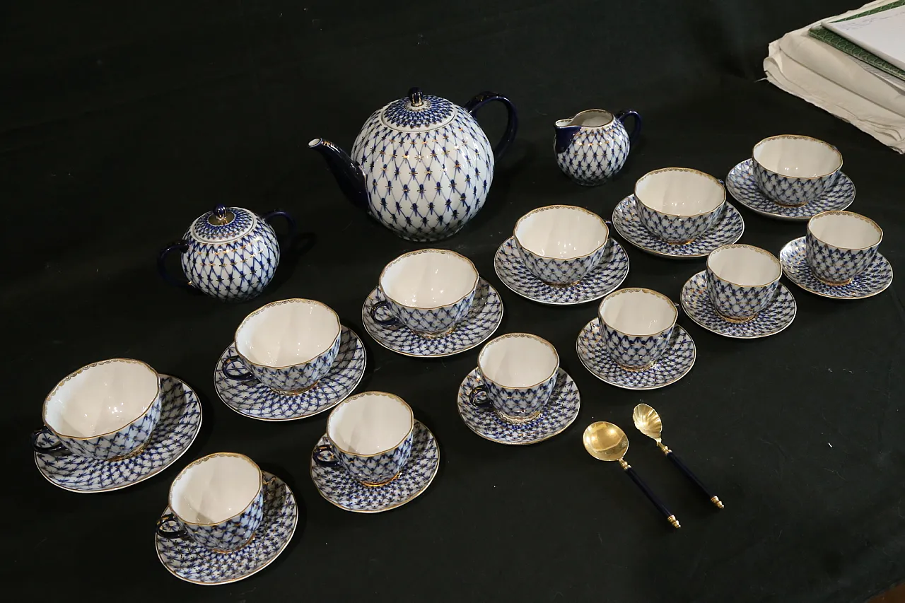 Porcellana imperiale russa Lomonosov servizio 6 caffè tè, anni '80 3