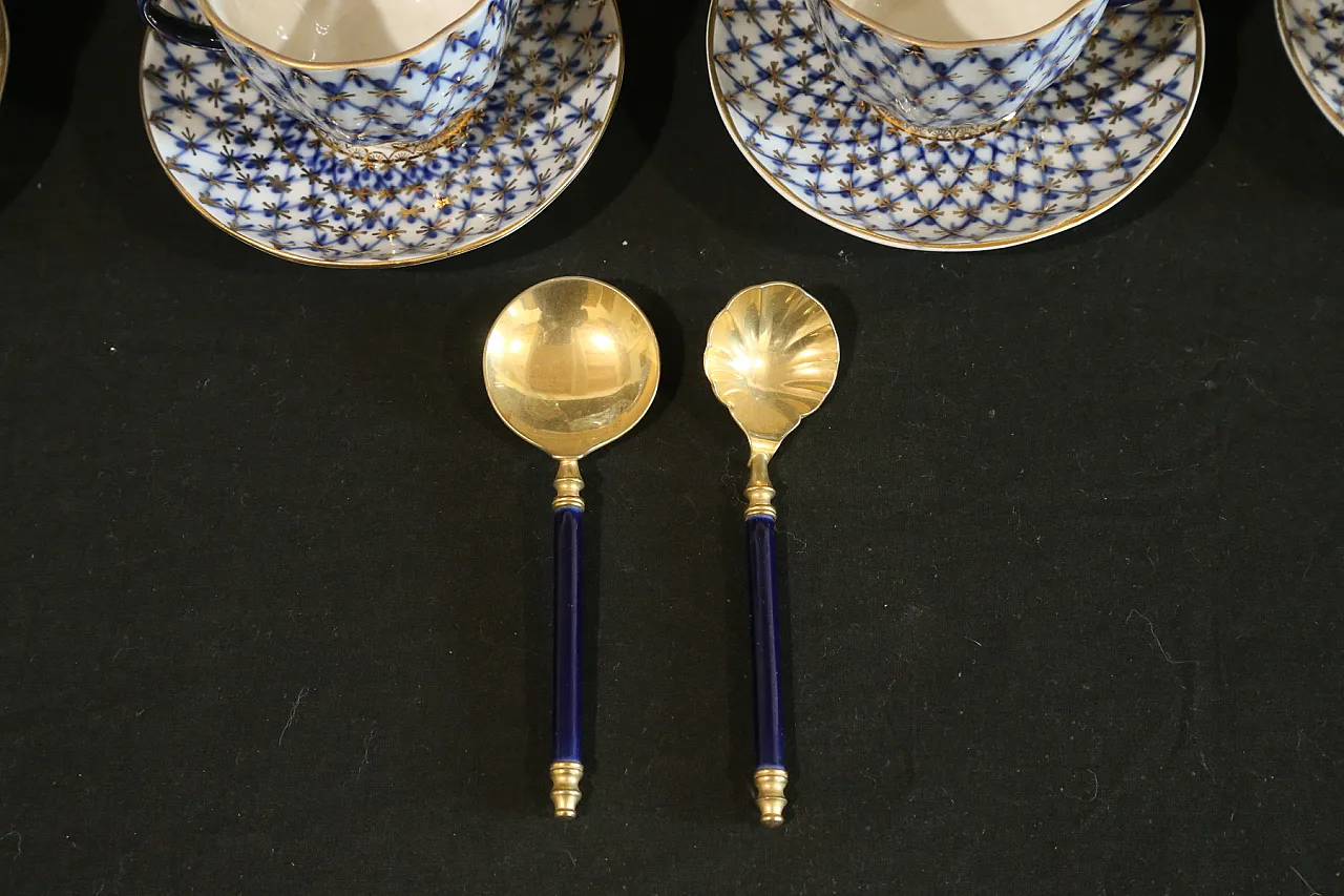 Porcellana imperiale russa Lomonosov servizio 6 caffè tè, anni '80 4