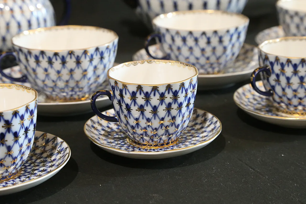 Porcellana imperiale russa Lomonosov servizio 6 caffè tè, anni '80 5