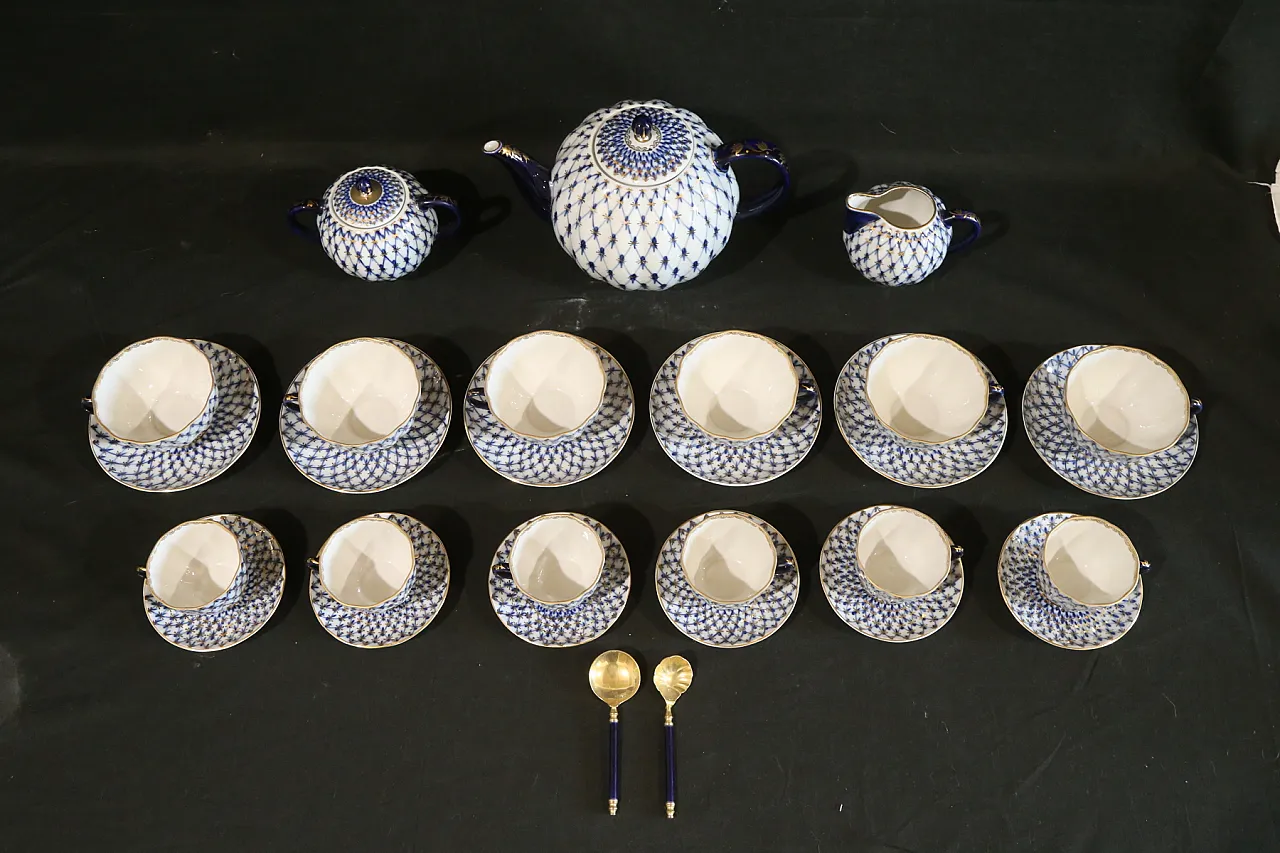 Porcellana imperiale russa Lomonosov servizio 6 caffè tè, anni '80 7