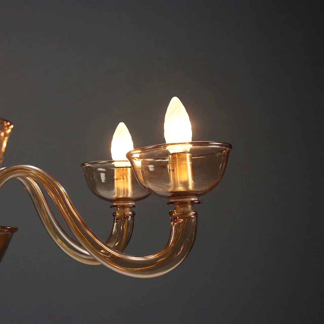 Amber blown glass chandelier, mid-20th century 6