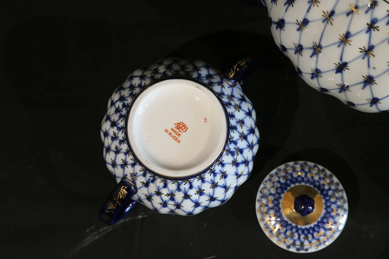 Porcellana imperiale russa Lomonosov servizio 6 caffè tè, anni '80 12