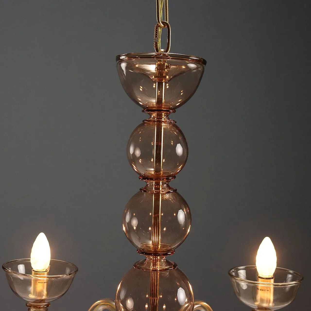 Amber blown glass chandelier, mid-20th century 7