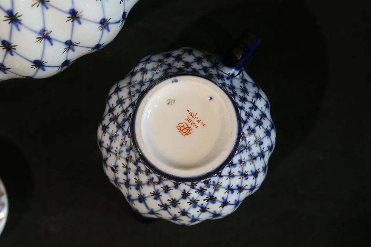 Porcellana imperiale russa Lomonosov servizio 6 caffè tè, anni '80 13