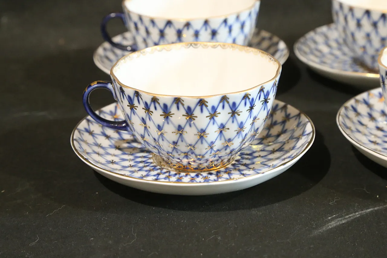 Porcellana imperiale russa Lomonosov servizio 6 caffè tè, anni '80 15