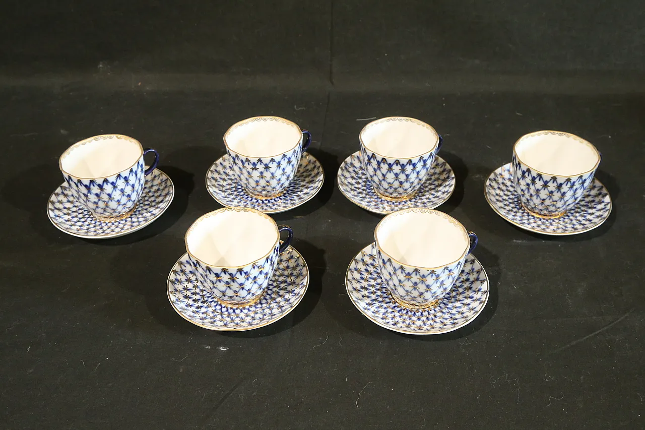 Porcellana imperiale russa Lomonosov servizio 6 caffè tè, anni '80 19