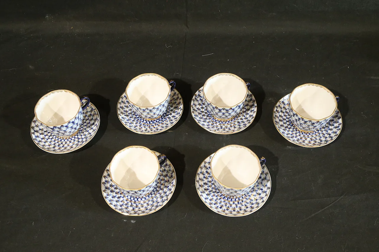 Porcellana imperiale russa Lomonosov servizio 6 caffè tè, anni '80 20