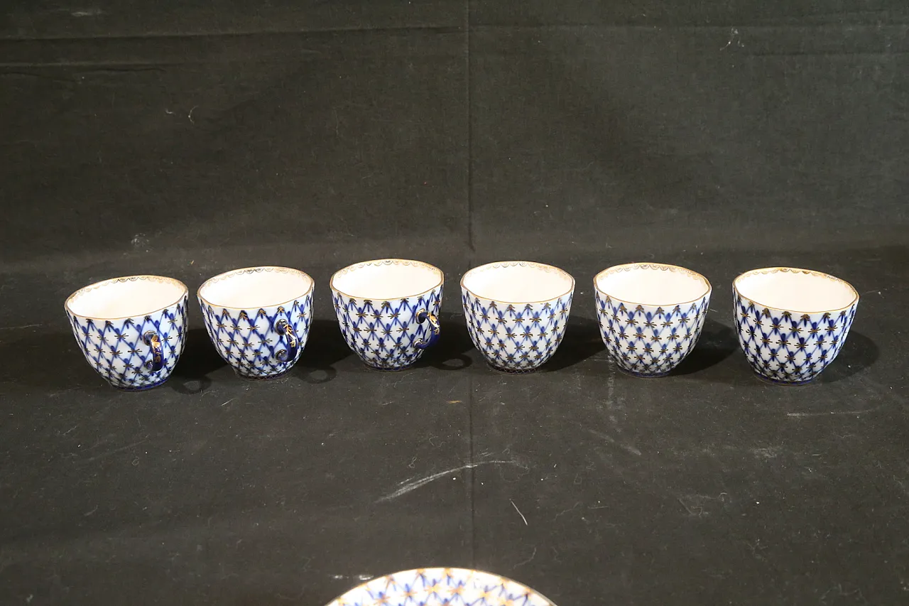 Porcellana imperiale russa Lomonosov servizio 6 caffè tè, anni '80 23